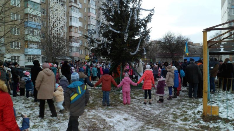 Зрізана на території 16 школи ялинка прикрасила новорічний двір на Пасічній (ФОТО)