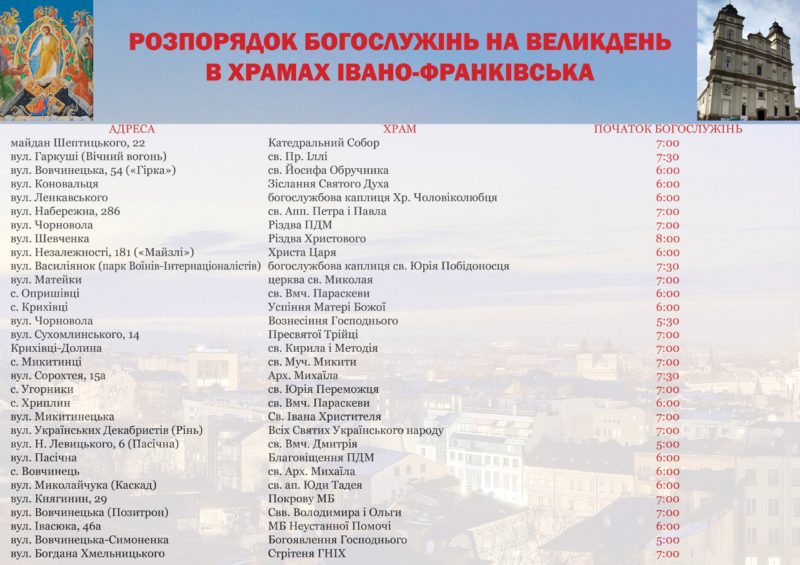 розклад служб