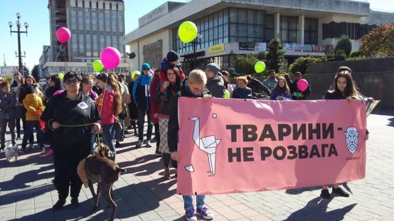 Близько сотні небайдужих франківців зібралися у центрі міста на марш за права тварин (ФОТО, ВІДЕО)