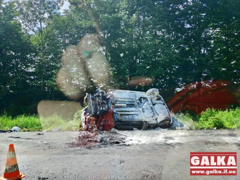 На Прикарпатті посеред дороги загорівся автомобіль (ФОТО, ВІДЕО)