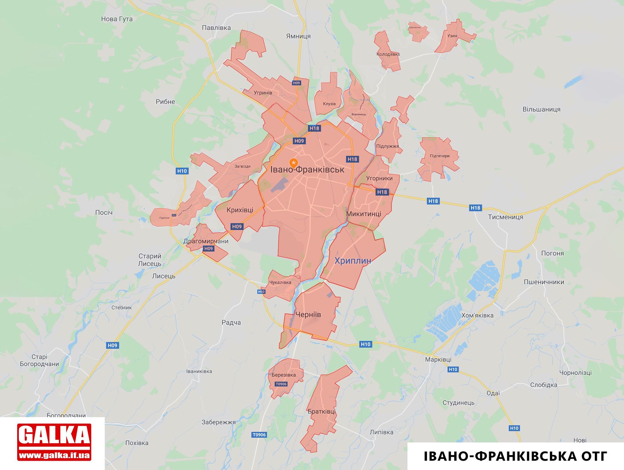 Більший, ніж Барселона та Мілан: яким буде Івано-Франківськ після створення ОТГ (КАРТА)