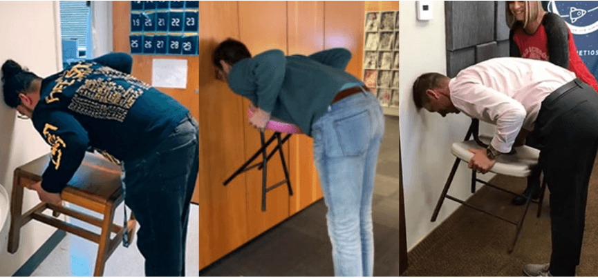 #ChairChallenge: користувачі соцмереж намагаються підняти стілець, притулившись головою до стіни (ВІДЕО)