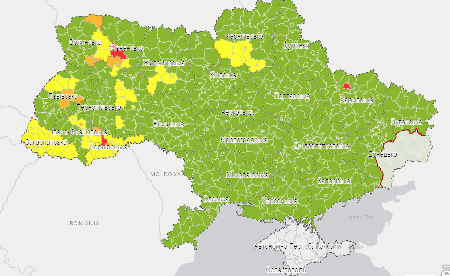Івано-Франківськ і Городенківщина – у помаранчевій зоні епіднебезпеки через коронавірус (КАРТА)
