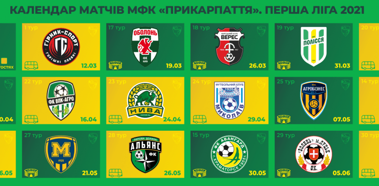 Став відомий календар матчів МФК “Прикарпаття” у весняній частині чемпіонату
