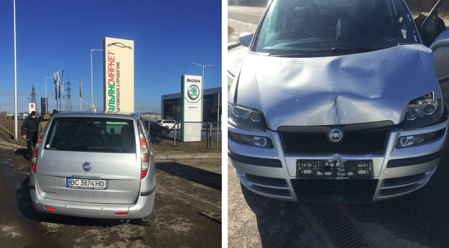 На Калуському шосе Fiat врізався у рекламний банер (ФОТО)