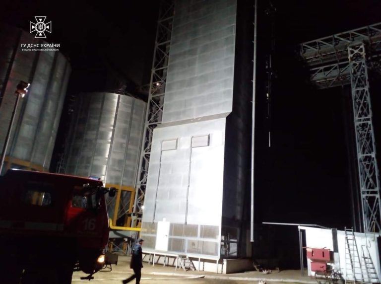 Прикарпатські вогнеборці врятували 75 тонн соняшника на пожежі елеватора (ФОТО)