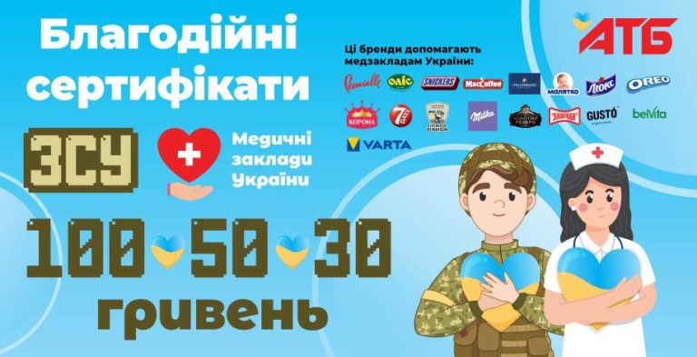 Підтримай захисника! У магазинах «АТБ» з’явилися благодійні сертифікати для допомоги ЗСУ 