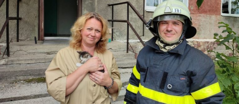 У Долині надзвичайники врятували чотирилапого, який застряг на даху будинку