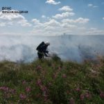 вогнеборці гасять пожежу сухої трави