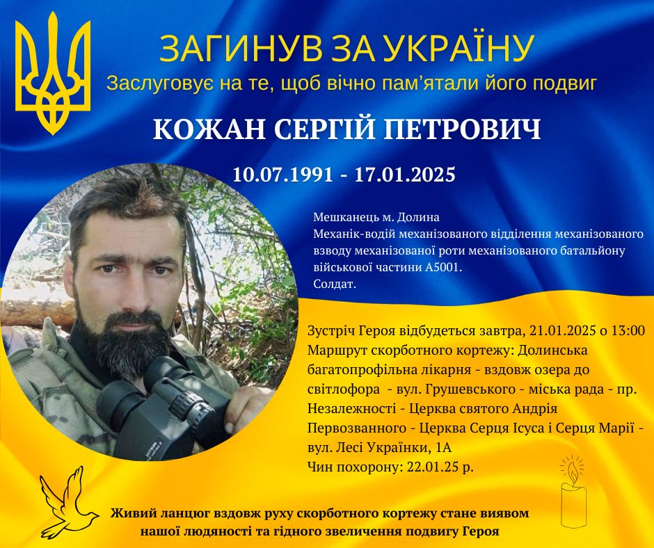 На Донеччині загинув захисник Сергій Кожан з  Калущини