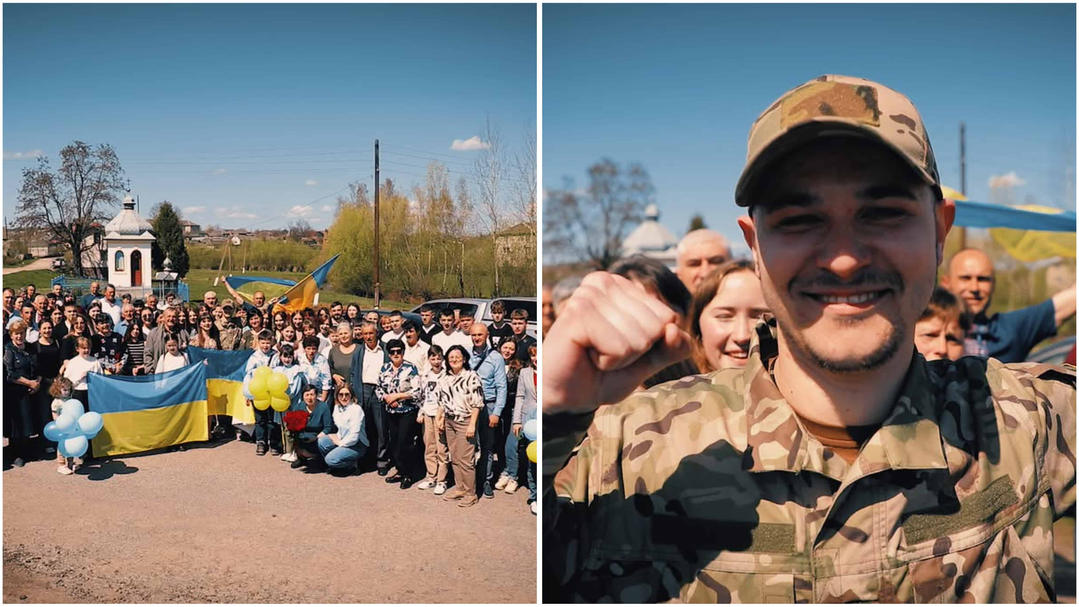 З посмішками та теплом: на Рогатинщині зустріли азовця Ігоря Логая, який понад два роки був у полоні (ФОТО)