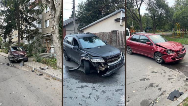 У Франківську пʼяна водійка без посвідчення розтрощила припарковані автівки (ФОТО)