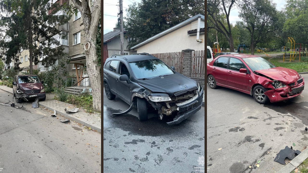 У Франківську пʼяна водійка без посвідчення розтрощила припарковані автівки (ФОТО)