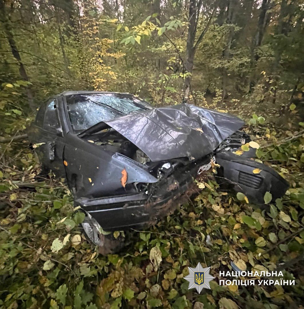 На Богородчанщині Nissan “злетів” у кювет і зіткнувся з деревом: є постраждала (ФОТО)