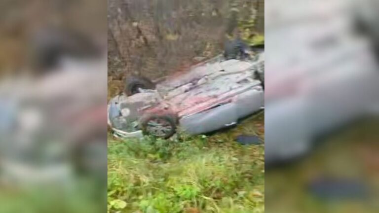 На Івано-Франківщині водійка з’їхала в кювет: легковик перекинувся на дах