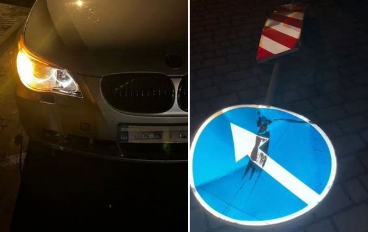 У Франківську водій BMW перевищив швидкість та зніс дорожній знак (ФОТО)