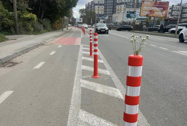 Велосмугу на Набережній відокремили стовпчиками (ФОТО)