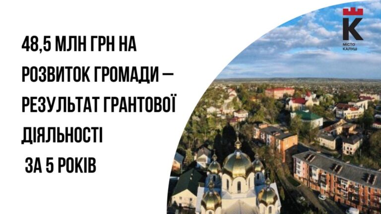 Калуська громада залучила 48,5 млн грн грантових коштів за п’ять років