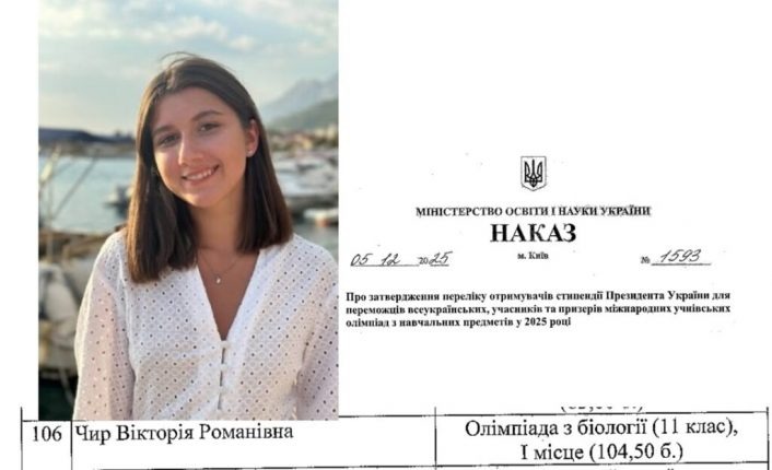 Студентка КНУВС Вікторія Чир отримала стипендію Президента