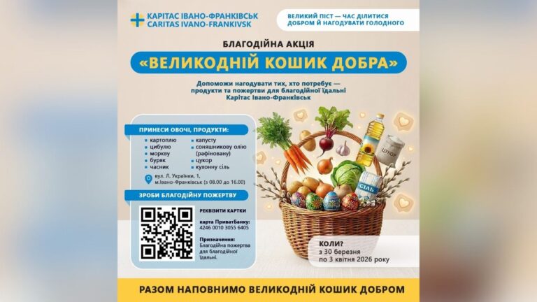 Нагодувати тих, хто потребує: франківців закликають долучитися до акції “Великодній кошик добра”