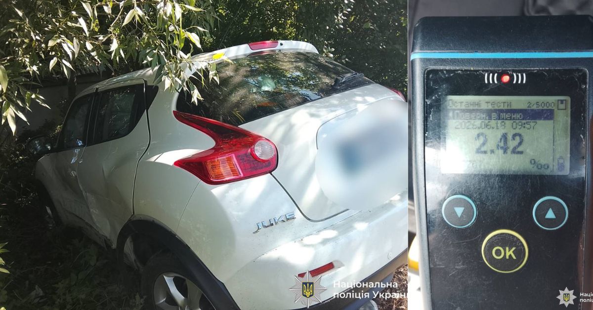 На Калущині п’яний водій Mercedes врізався в Nissan: автівка — у кюветі (ФОТО)