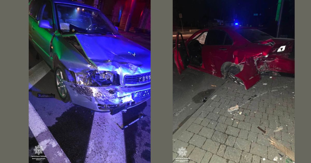 На Незалежності Audi влетіла у Honda, а ту відкинуло в кіоск (ФОТО)